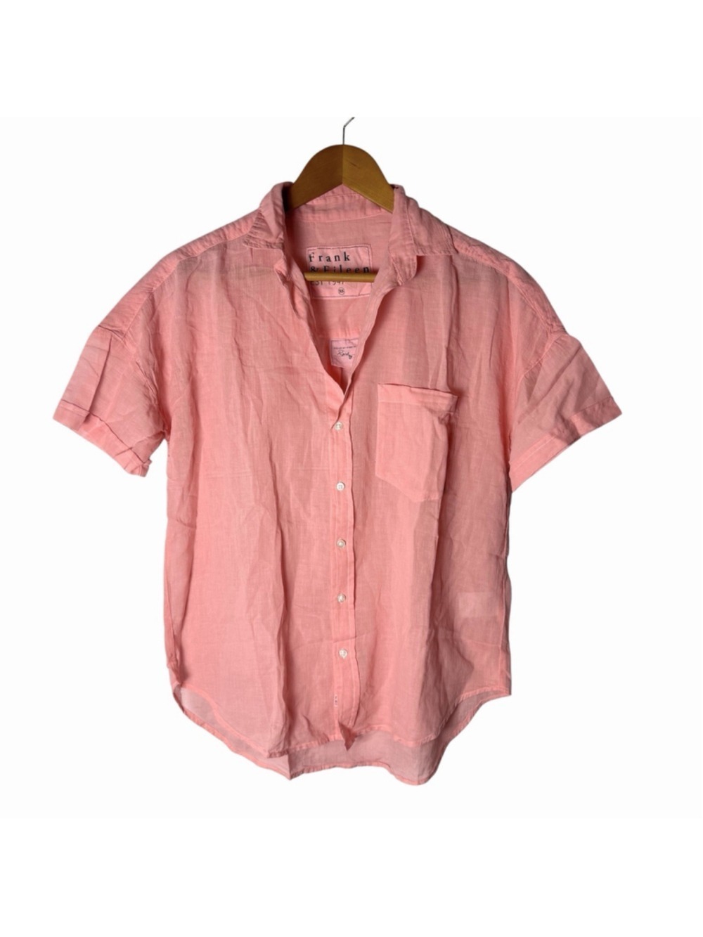 Frank & Eileen Blouse Top Rose Button Front Short Sleeve Women’s Size Xs